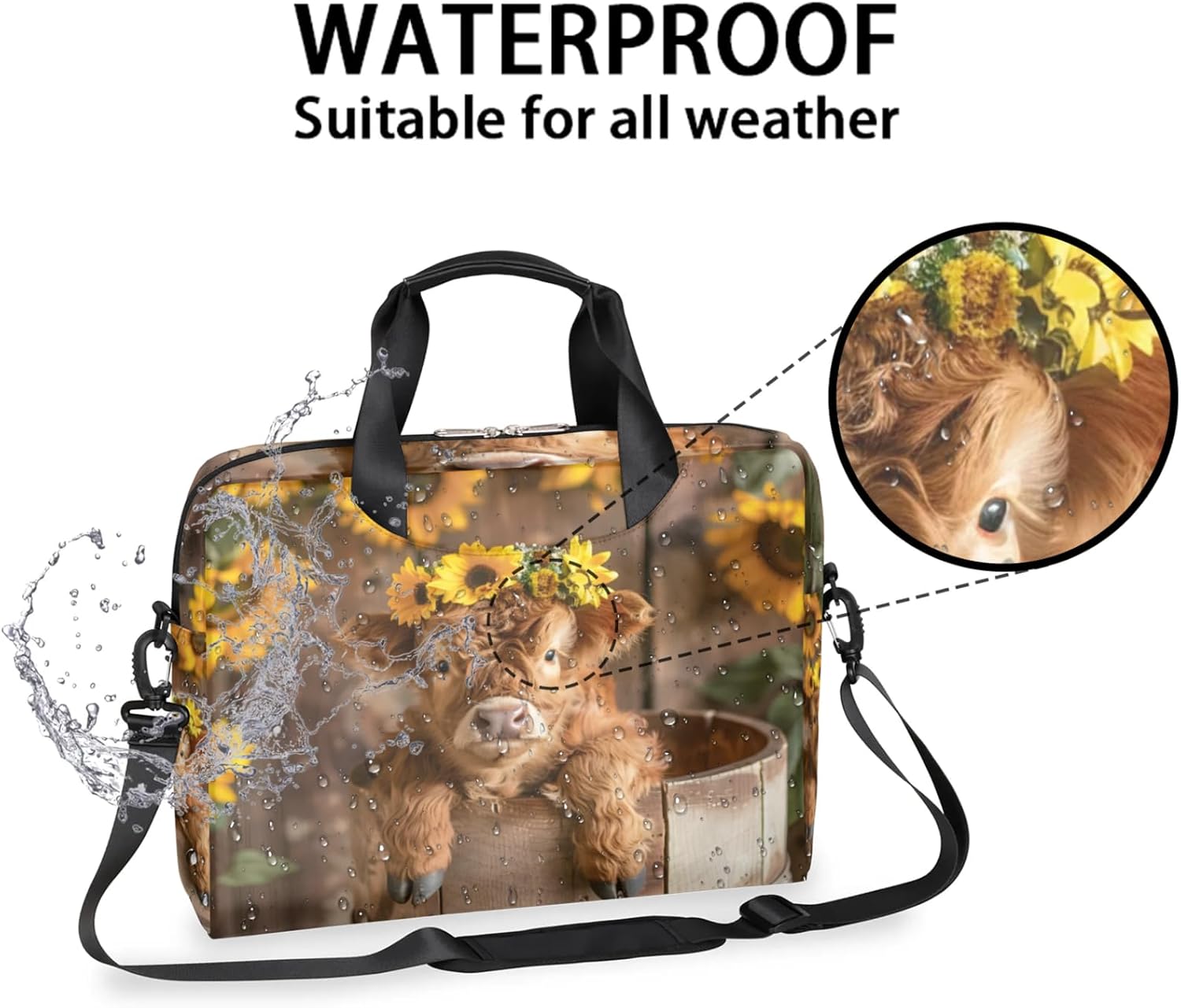 Cute Laptop Shoulder Bag for Women Men, Computer Laptop Bag Laptop Sleeve Case Laptop Satchel Briefcase Carrying Bag QA-1 image 3