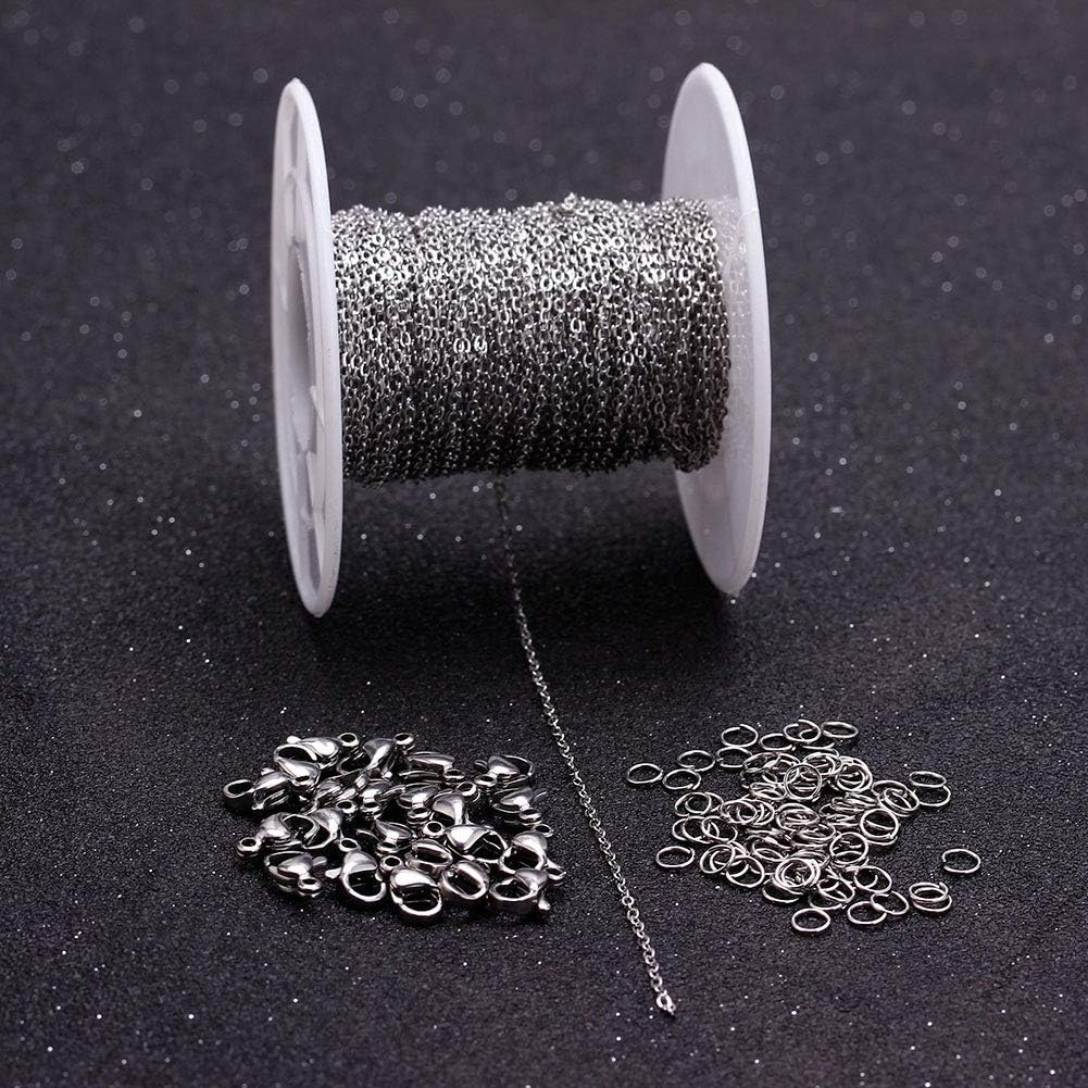 33FT 1mm Silver Stainless Steel Flat Cable Chains for Jewelry DIY Making