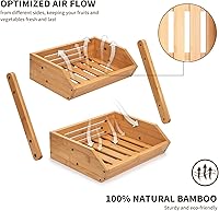 Vista 5 de Cesta de frutas de 2 niveles para cocina, soporte de bambú para almacenamiento de frutas y verduras para encimera de cocina, cesta de productos