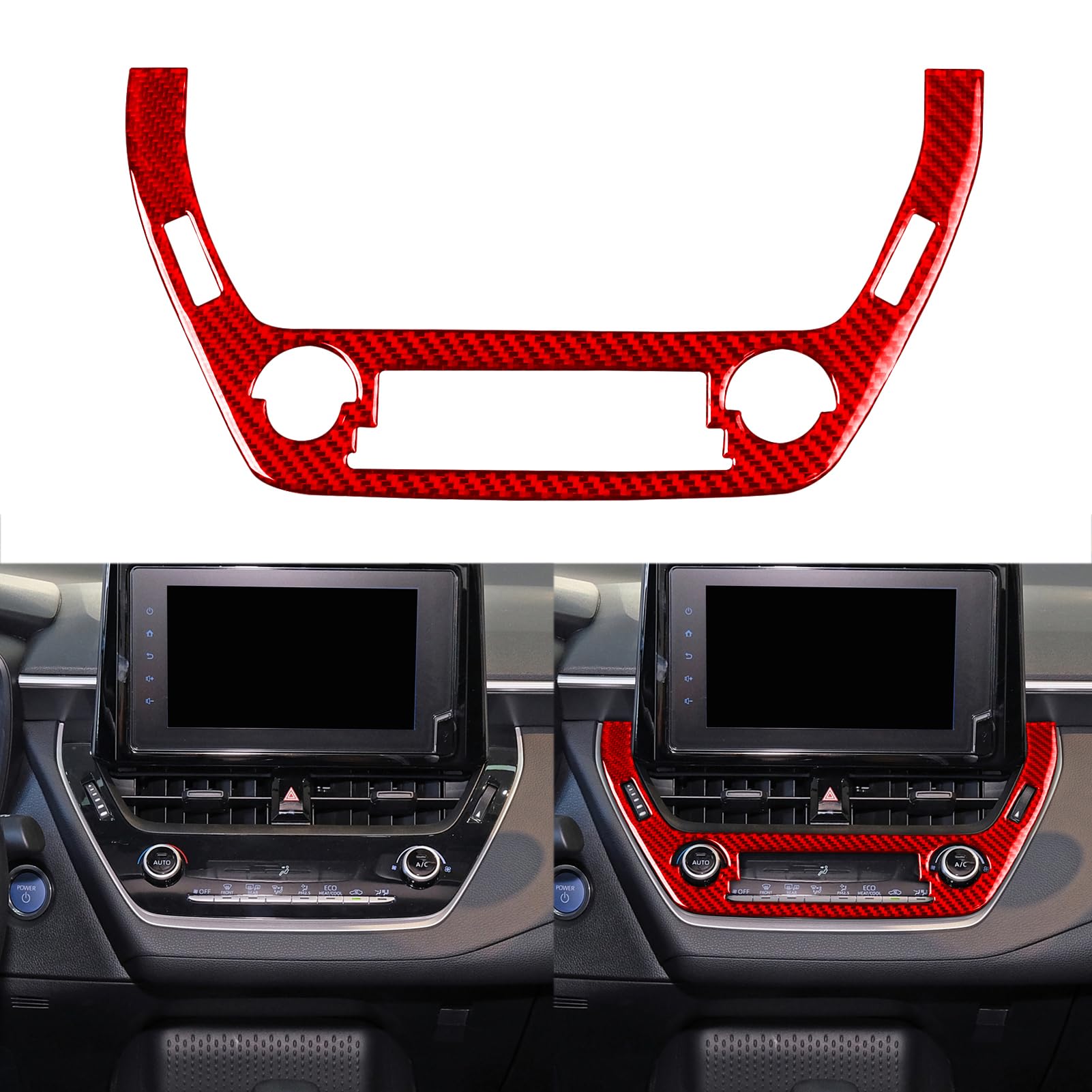 GDFJGD Real Quality Red Carbon Fiber Fit for Toyota Corolla & Cross 2020-2025 2021 2022 2023 2024 L LE XLE SE XSE FX Accessories Car A/C Control Knob