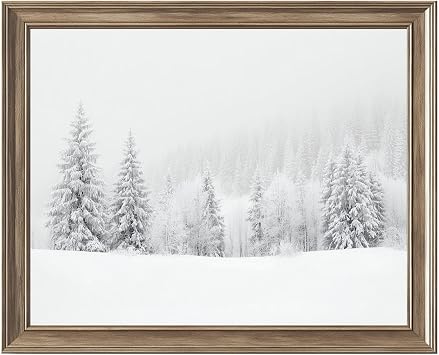 Winter Snowy Forest Wall Art Print, Minimalist Nordic Landscape Photography Style, Rustic Winter Wonderland Decor, Cozy Farmhouse Holiday Artwork, Snow Pine Trees Print 11X14 Inch-Unframed