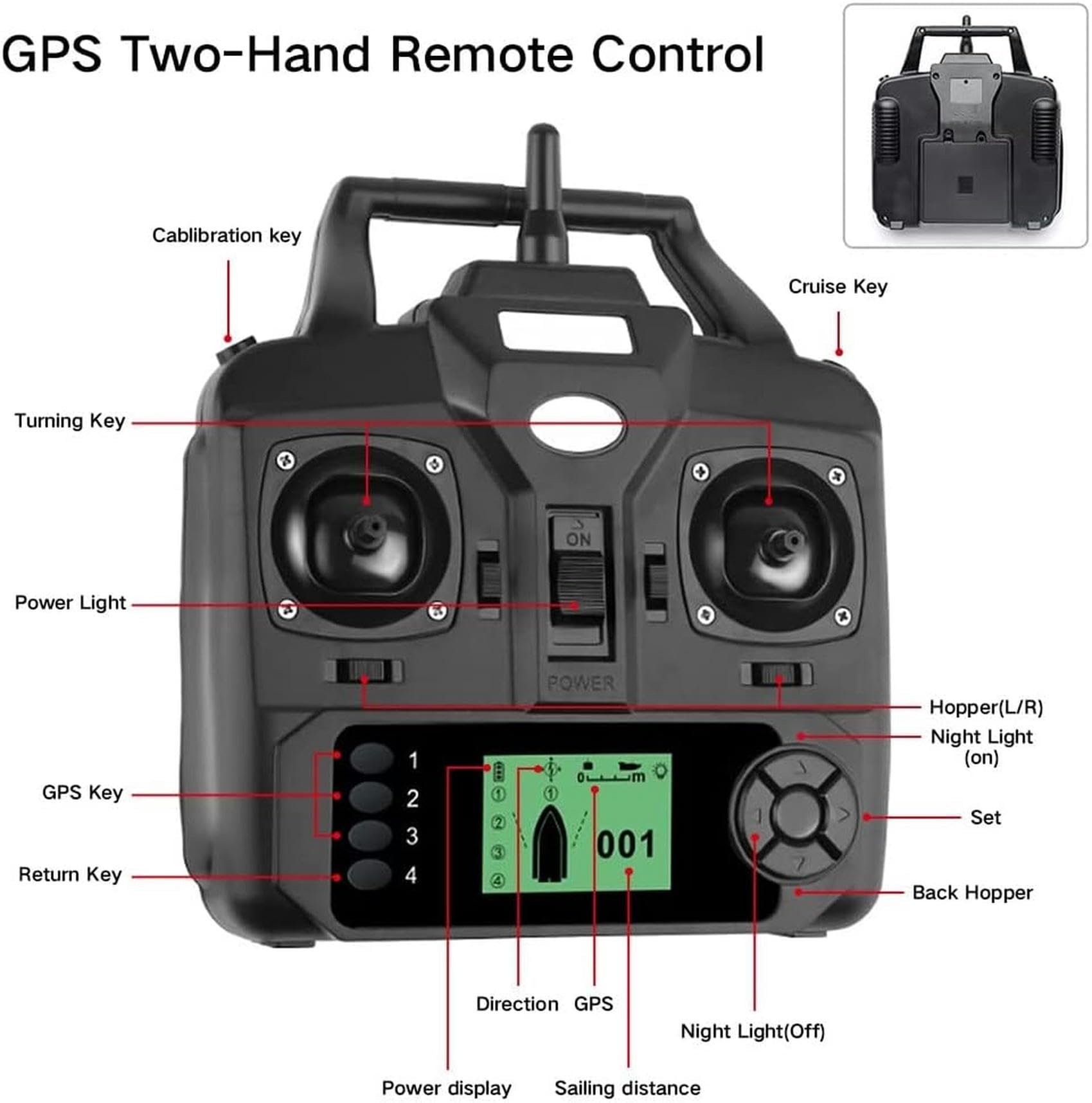 500M 3 Trémies GPS Bateau amorceur, Appâts De Pêche Bateau Carpe Crochet Post Bateau RC, Capteur LCD Sondeur, Avec Sac À Main, 12000mAh Batterie Grande Capacité, Offrez des antennes, des hélices.(Size