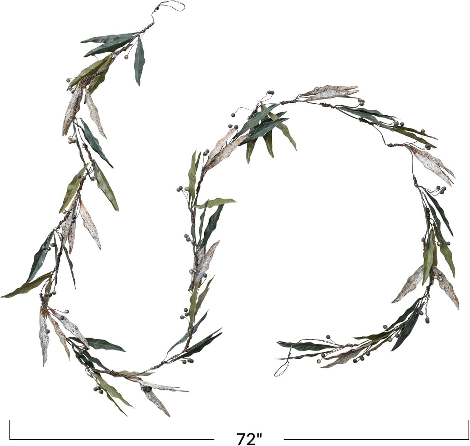 Creative Co-Op Hand-Painted Metal Vintage Reproduction Toleware Leaves and Berries Garland, Multicolor - Image 2