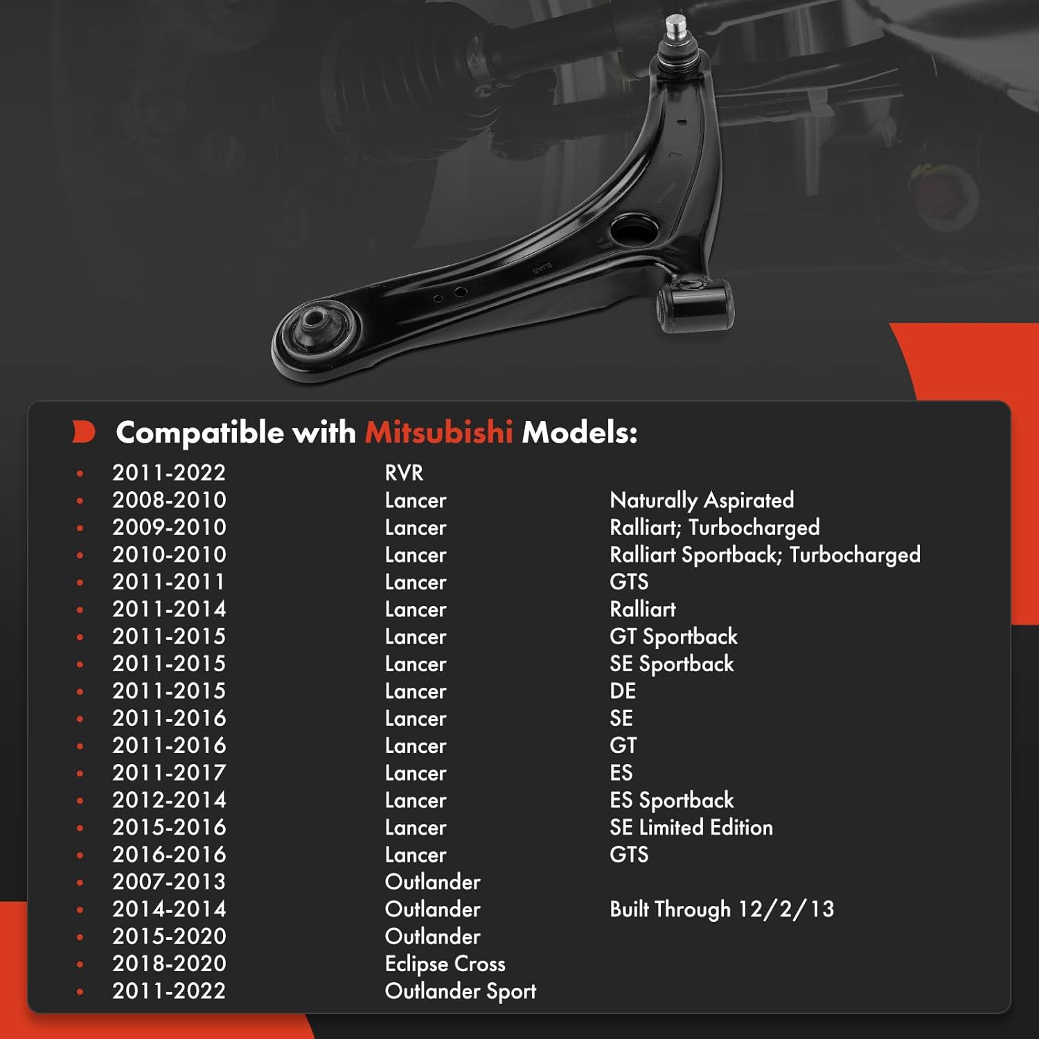 A-Premium Front Left Lower Control Arm, with Ball Joint & Bushing, Compatible with Mitsubishi Outlander 2007-2020, Outlander Sport 2011-2022, Lancer 2008-2017, Eclipse Cross 2018-2020, RVR 2011-2022