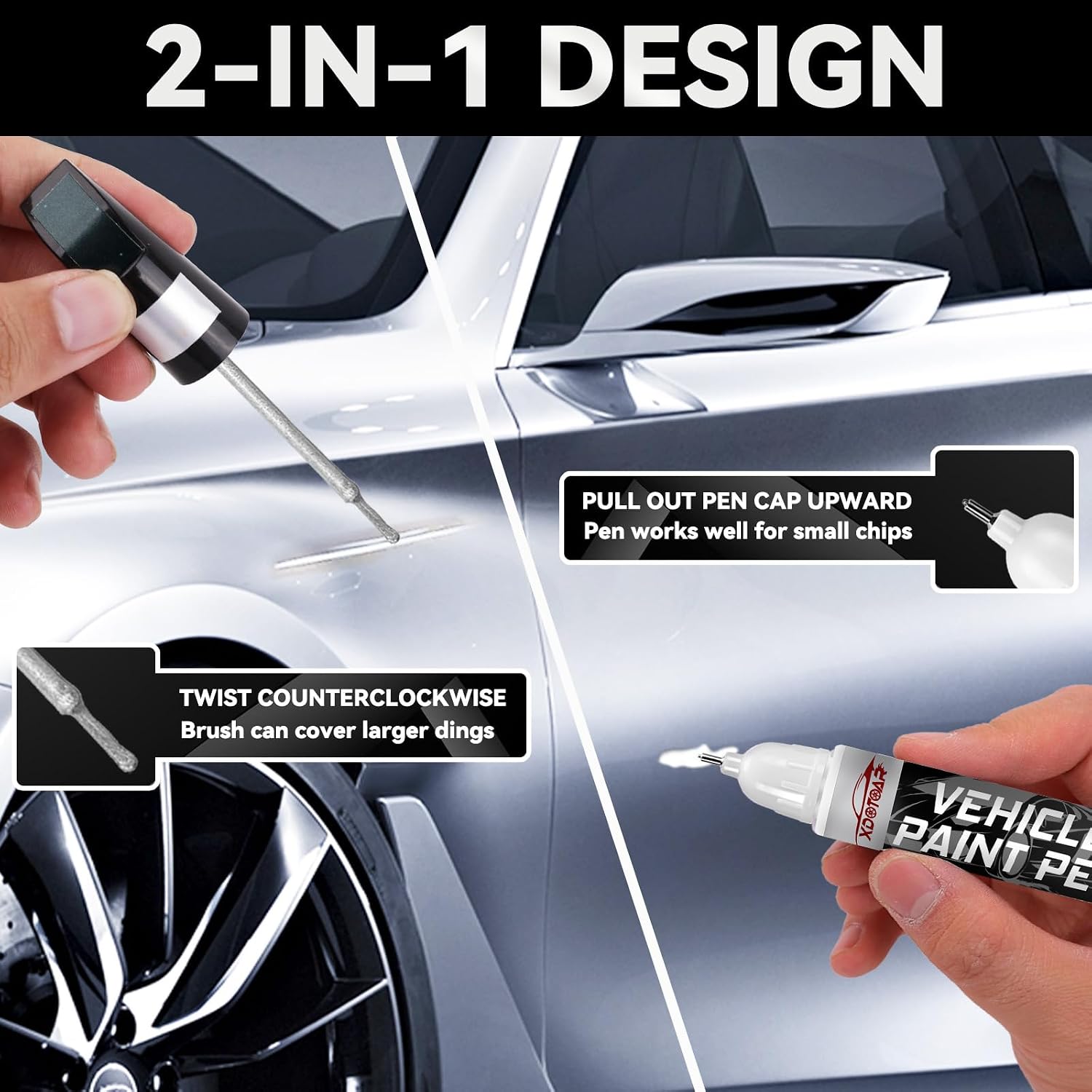 Silver Touch Up Paint for Cars, Professional Automotive Paint Scratch Repair, Lasting Auto Scratch Remover, Color Accurate, Quick Drying, Easy to Use, Safe and Waterproof, Versatile Use