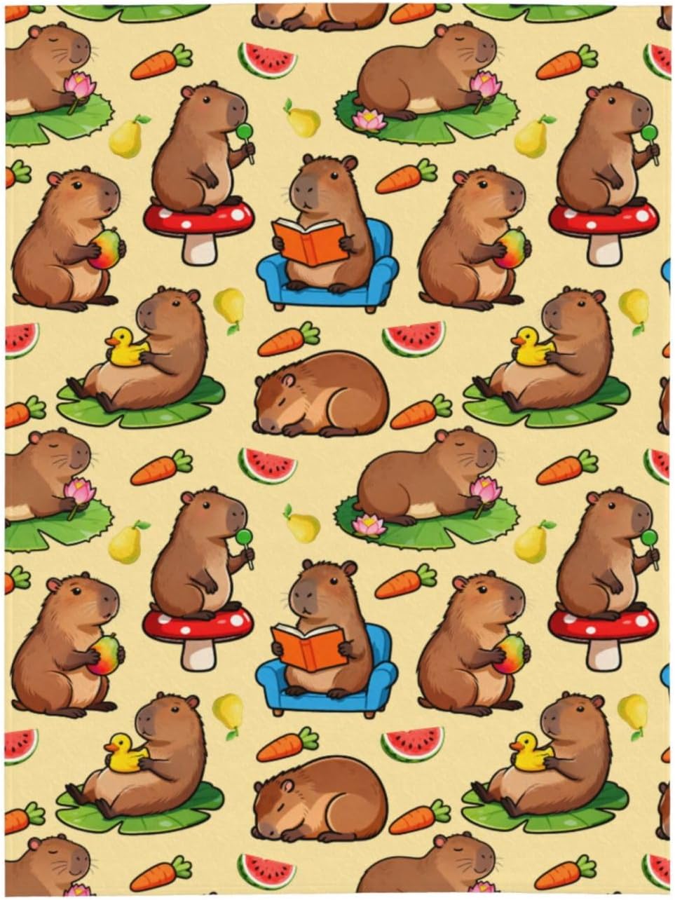 Flannel Capybara Blanket Throw Blankets for Kids Women, Plush Cozy Fuzzy Blanket 50x40 Inches - Image 3