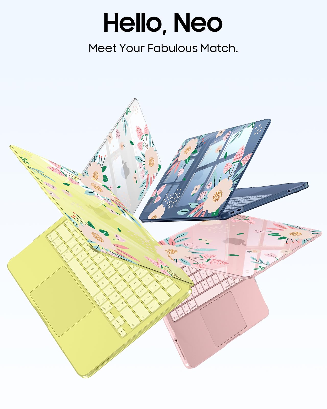 FINTIE Coque MacBook Neo 13 Pouces 2026 A3404 Série Motifs Fine Légère Rigide Plastique Camélia