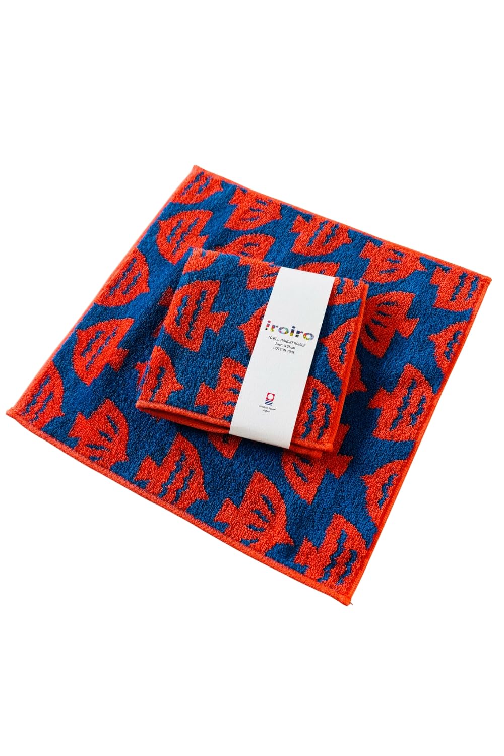 Imabari Towel iroiro Belted Handkerchief Towel Collection 9.8 Inches x 9.8 Inches (25 cm x 25 cm), Made in Japan, Imabari, 100% Cotton, Soft and Gentle on Skin, Cute, 100% Cotton (Tomato) : Home & Kit