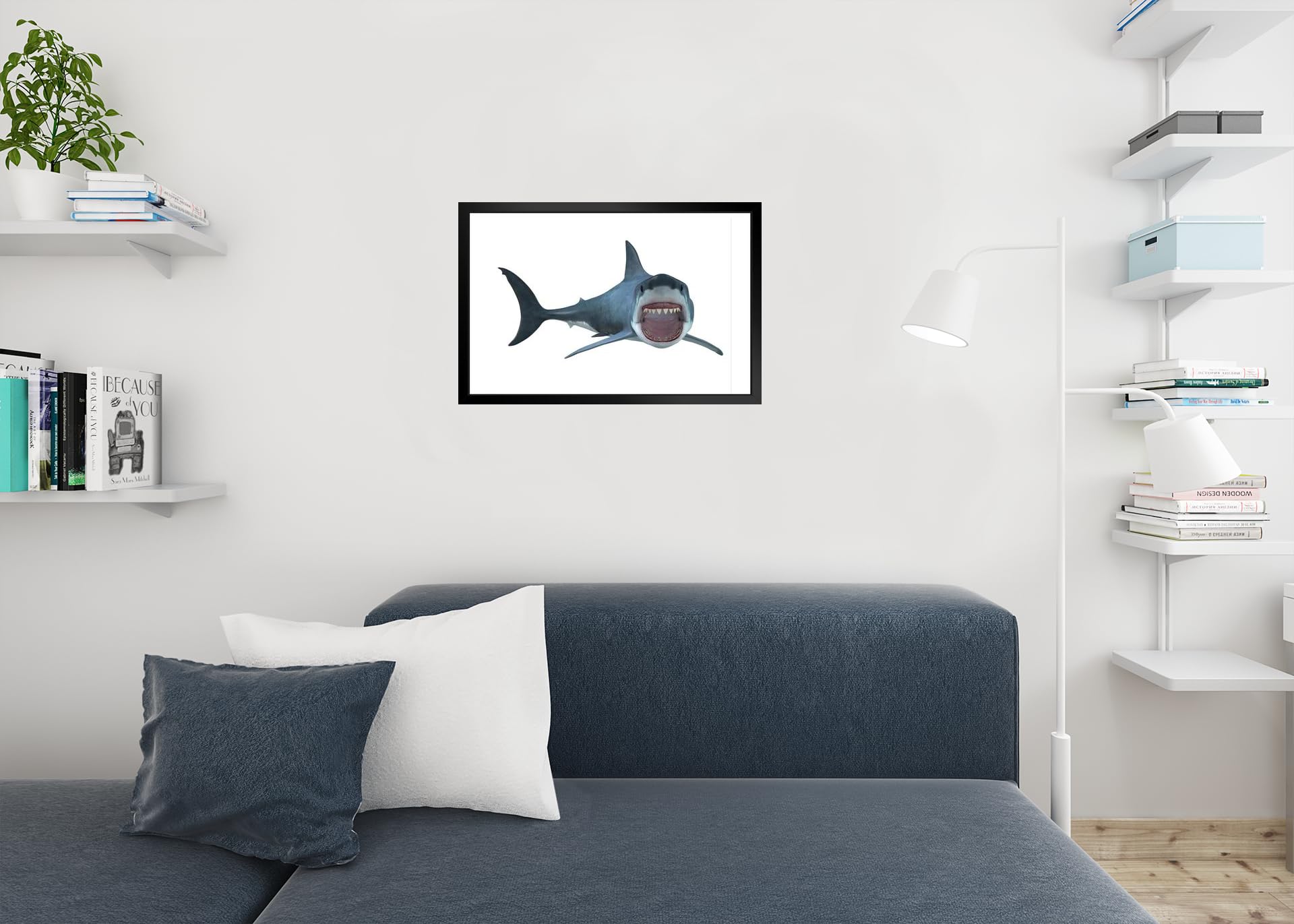 Amazon.co.jp: ポスターFoundry GreatホワイトShark Swimmingフル