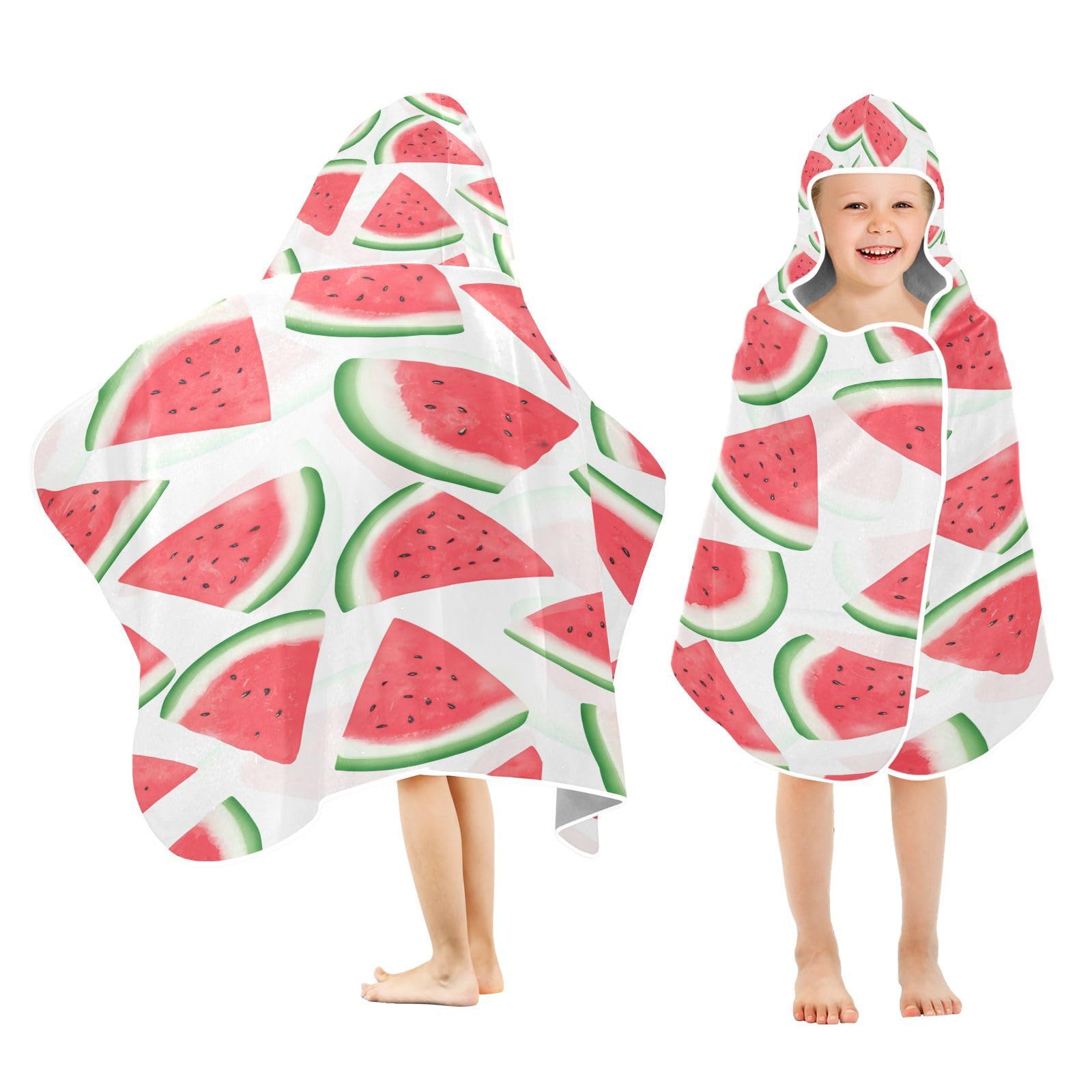 Nesatuwa Hooded Towel for Kids,Watermelon Slices White Kids Beach Bath Towels Soft Absorbent Quick Dry Poncho Towel for Girls Boys