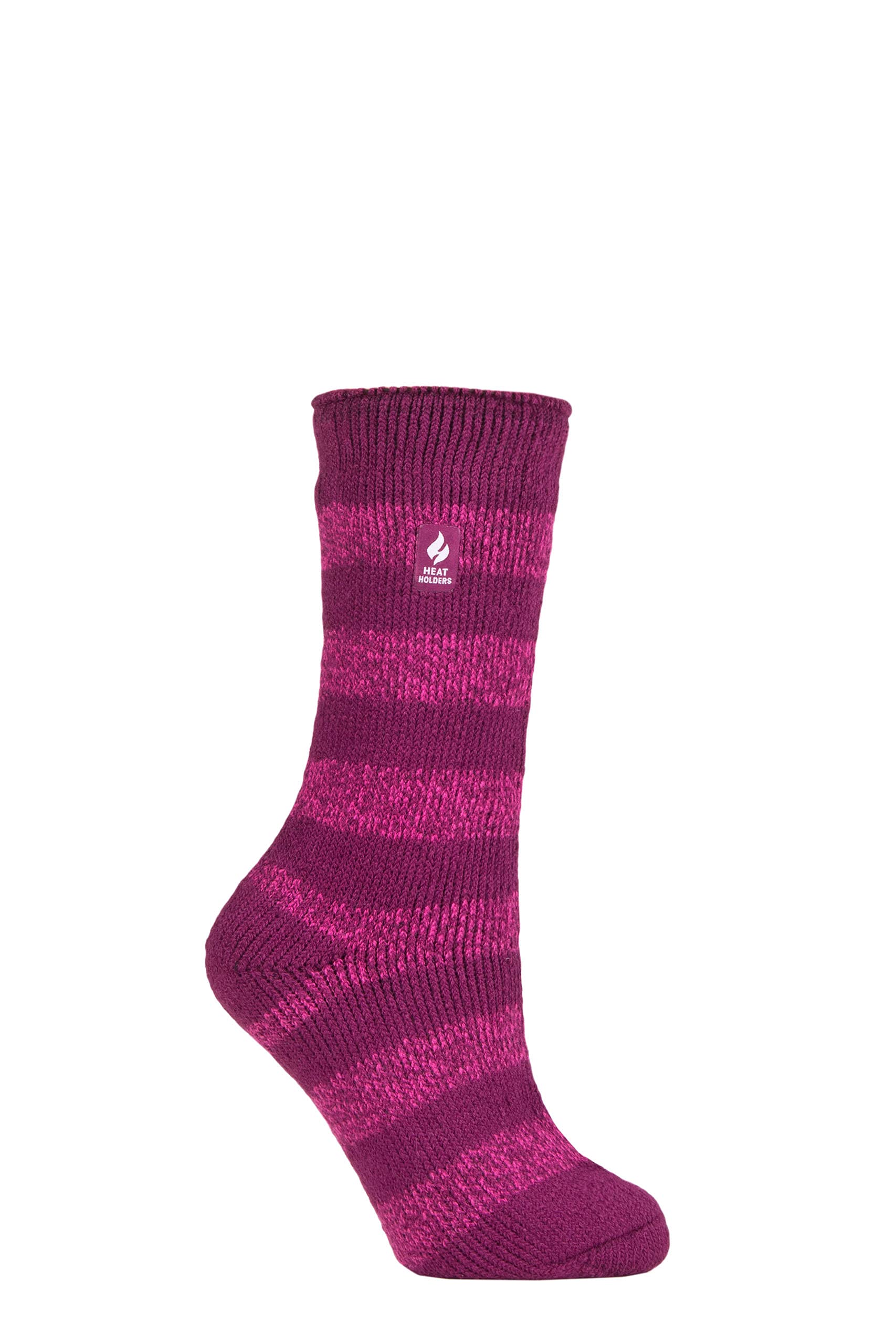 Heat Holders Women's Tuscany Chunky Stripe Deep Fuchsia / Berry Sockshop Socks - 2.3 Tog Thermal, Warm, Cosy, Patterned, Pack Of 1 Size 4-8 (4-8, Tuscany Chunky Stripe Deep Fuchsia/Berry)
