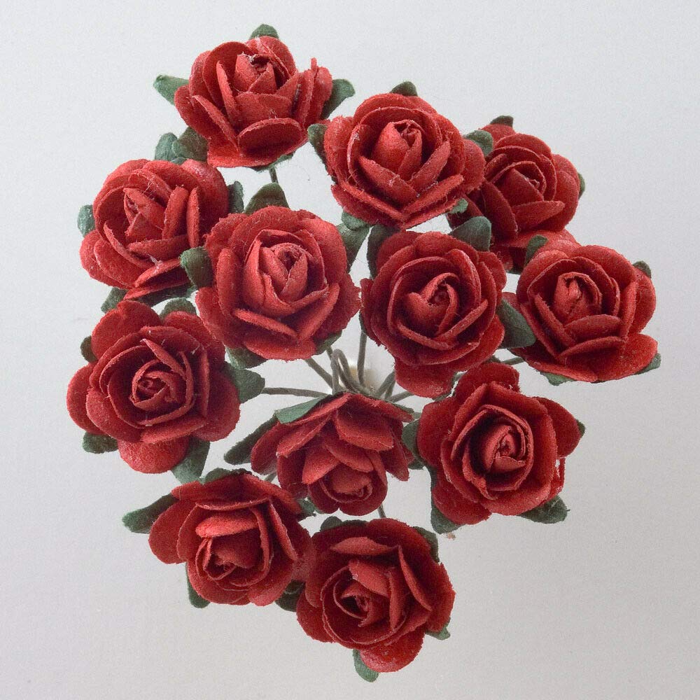 EliteKoopers 15mm Mulberry Paper Flower Rose For Craft Scrap Booking Wedding Bouquet (36Pcs)