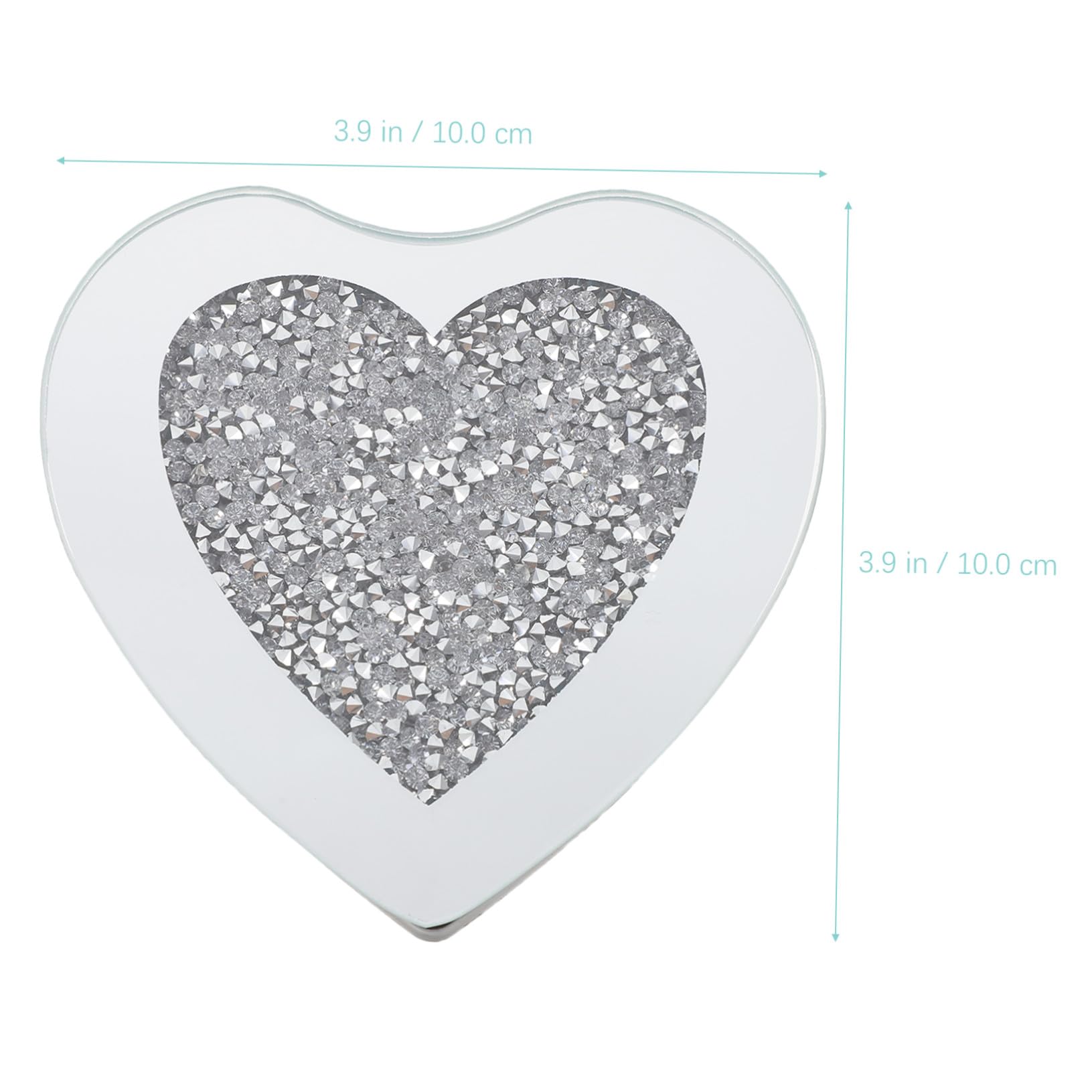 Posavasos de Vidrio en Forma de Corazón Plata 6 Piezas | Resistente al Calor, Grueso y Antiarañazos, para Casa y Bar, Acabado Elegante