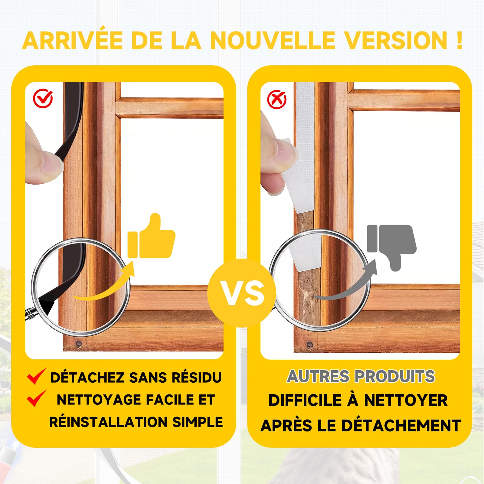 HOFUDON Moustiquaire Fenêtre Magnétique 130x150 cm,Durable Fibre de Verre, Taille Ajustable DIY,Moustiquaire Aimantée Fenetre Sans Perçage/Cadre Détachable,Aération Optimale & Vue Dégagée