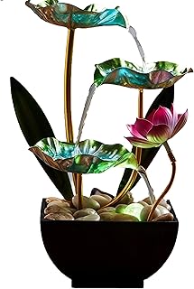 Generic Waterfall Pendulum with Lights Small Fountain Indoor Decompression Office Living Room Home Decor Art Country Style