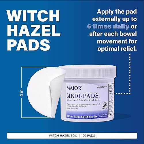 Miniatura 2 de Medi-Pads Máxima Fuerza con Hamamelis de Bruja Higiene Almohadillas Limpiadoras Higenicas 100 Ct por Tarro Comparar con Tucks Pads