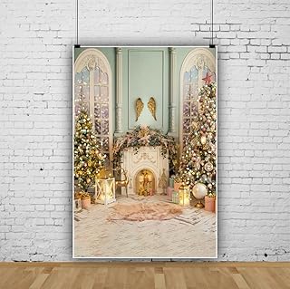 Qinunipoto 背景布 クリスマス ヨーロッパ風の部屋 Merry Christmas 1x1.5m コスプレの背景 記念写真 ビニール製 写真撮影 backdrop background 撮影背景 撮影シート 記念写真 背景紙 写真スタジオ