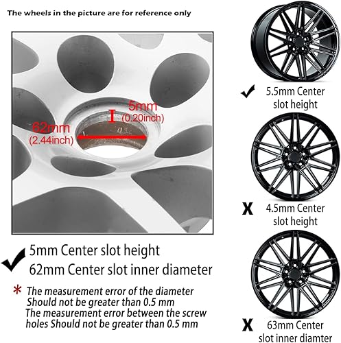 Miniatura 5 de 4 tapas centrales de 2.68 pulgadas para llantas XXR Enkei de repuesto XXR 005 550 551 553 556 558, negro mate 2.68 pulgadas, interior 2.441 in2.44