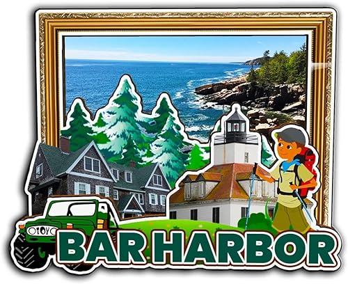 Miniatura 1 de Bar Harbor Maine USA imán de nevera de madera 3D monumentos de viaje coleccionables recuerdos decoración hecha a mano -3197