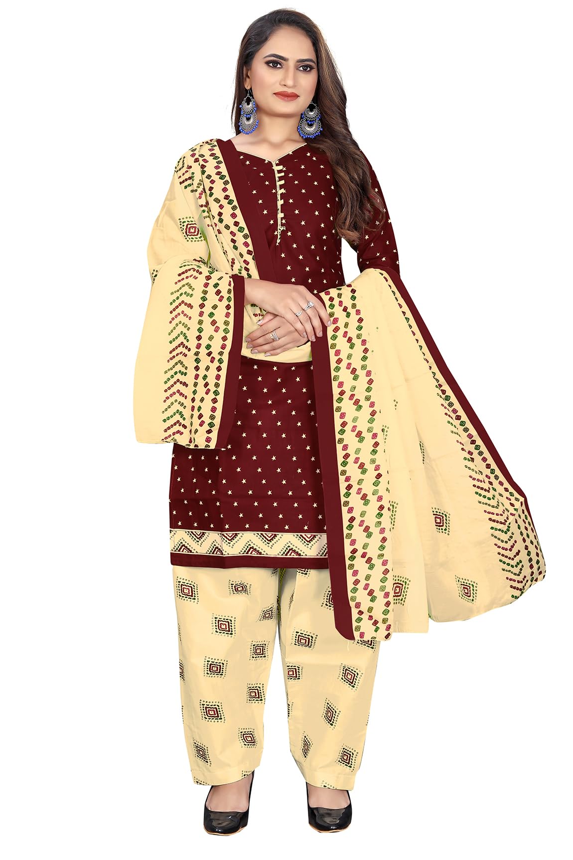 Merira Black Cotton Blend Printed Salwar Suit (Ready To Wear_S-Size)
