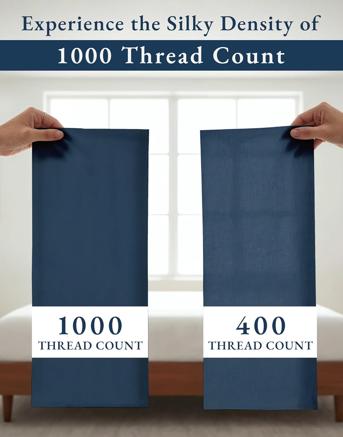 LANE LINEN 100% Egyptian Cotton Sheets King Size - 1000 Thread Count King Bed Sheets, Ultra-Soft Hotel Luxury with 15" Deep Pocket, Naturally Breathable & Durable, Silky Sateen Weave - Estate Blue - Image 4