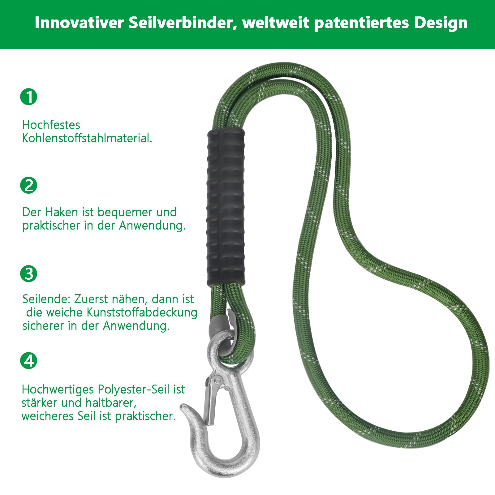 2er Schaukel Befestigung Seil,63.5CM Hängematte Hängesessel Balken Seil Aufhängungs Set,Tragkraft 450kg,mit Haken,HängemattenBefestigung für Indoor Outdoor-Spielplatzschaukeln Hängematten, Grün