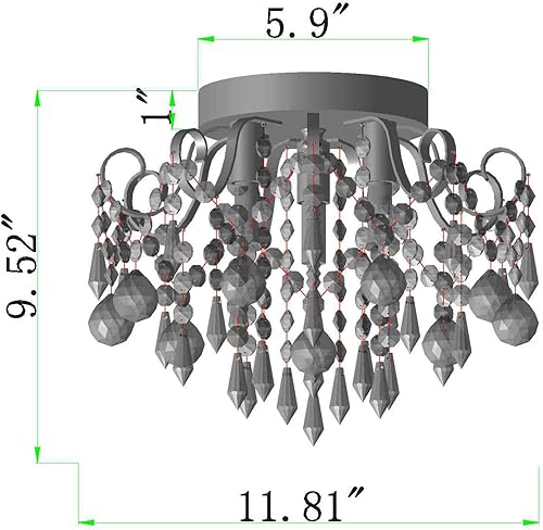 Miniatura 2 de Q&S Lámpara de araña pequeña, moderna lámpara de techo de cristal dorada para dormitorio, pasillo, entrada, G9 de 3 luces.