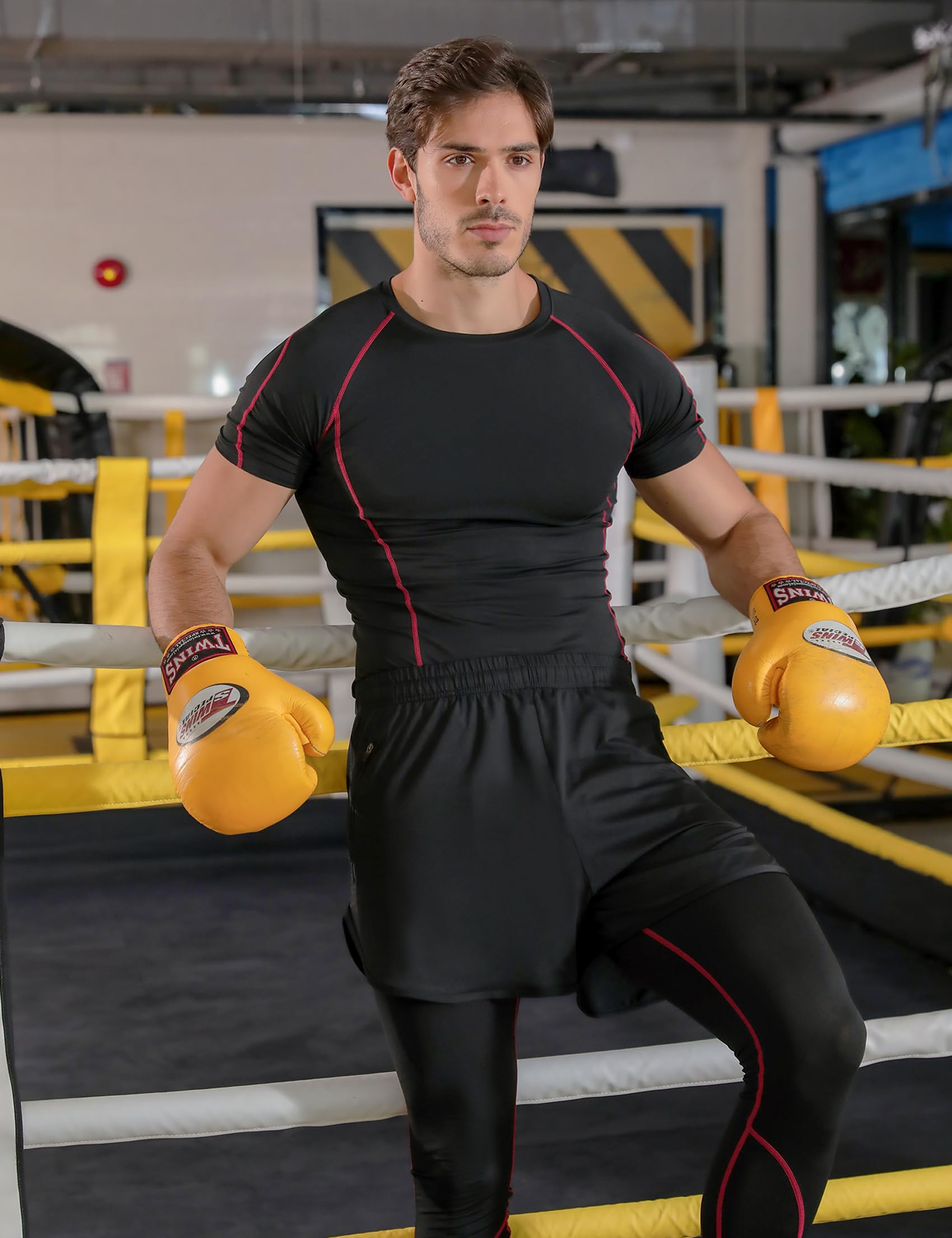 Ensemble Compression Homme Tenue Sport Fitness Maillot Serré Tee Shirt Compression Legging Pantalon Jogging Vêtement Running 3 Pièces S-XXL