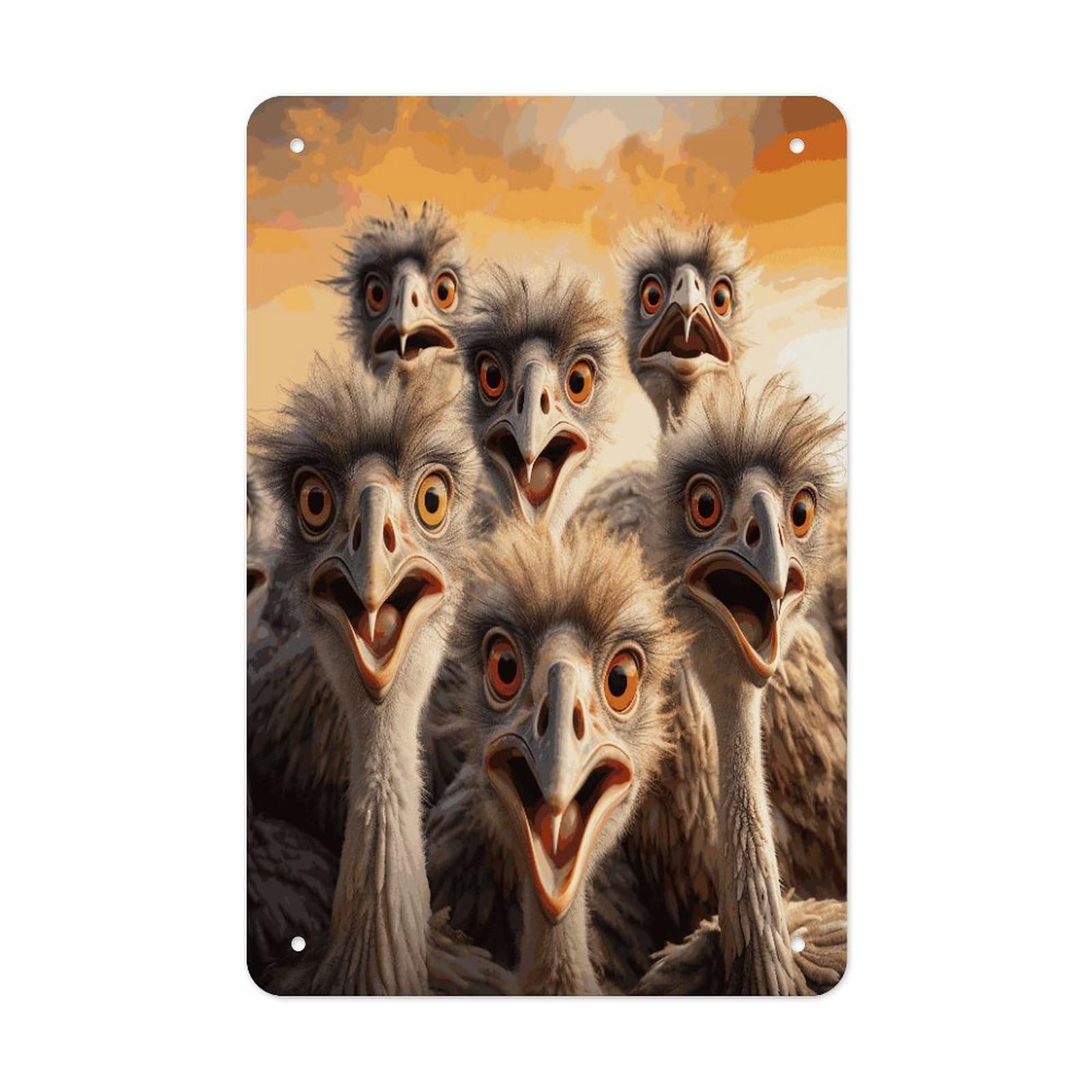 Btcowzrv Style A Flock Of Ostriches Metal Tin Sign Wall Decor Hanging Plaque