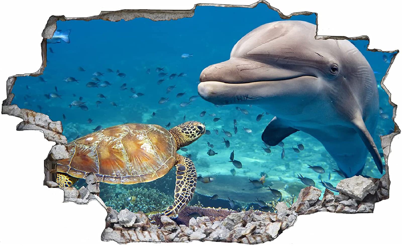 3D pękane naklejki ścienne Delfin Schildkröte sypialnia dziecięca przedszkole sztuka tapeta salon korytarz pokój dziecięcy dekoracja DIY mural 70 x 110 cm