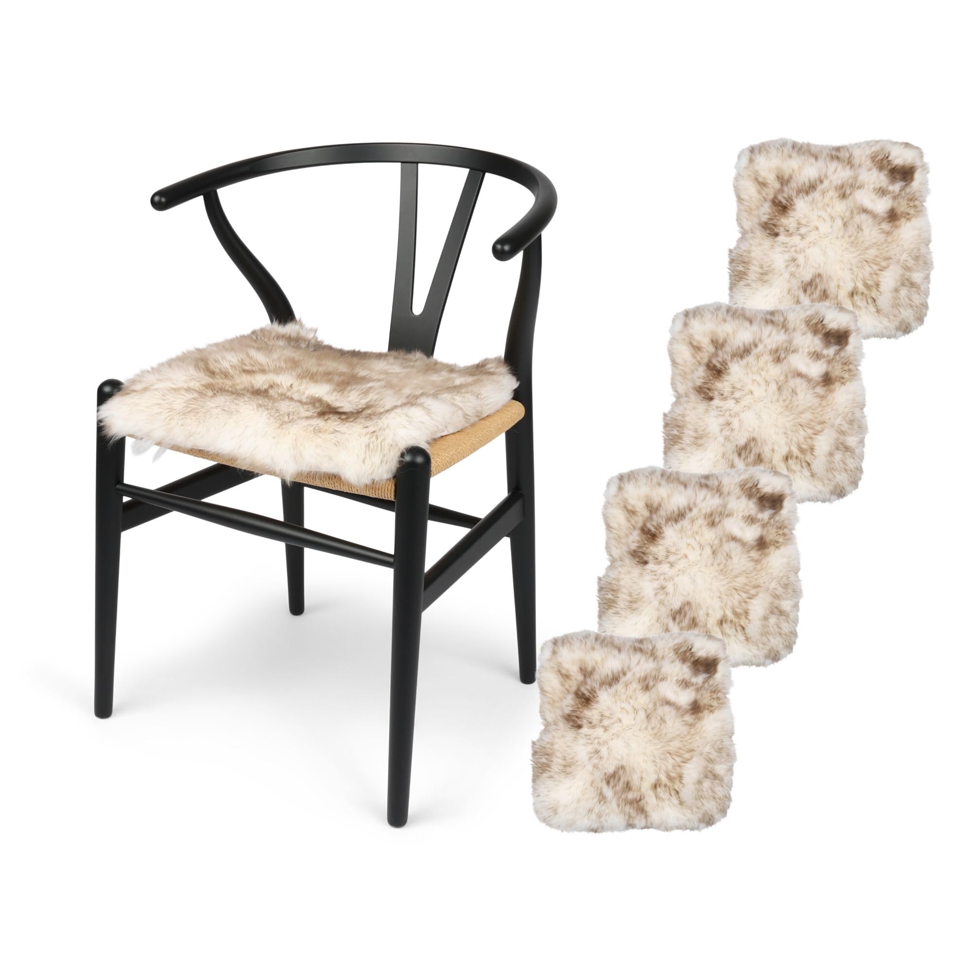 Nordic Sheep Sheepskin Seat Pads 40x40cm, 4 Pack, Wolf Tip