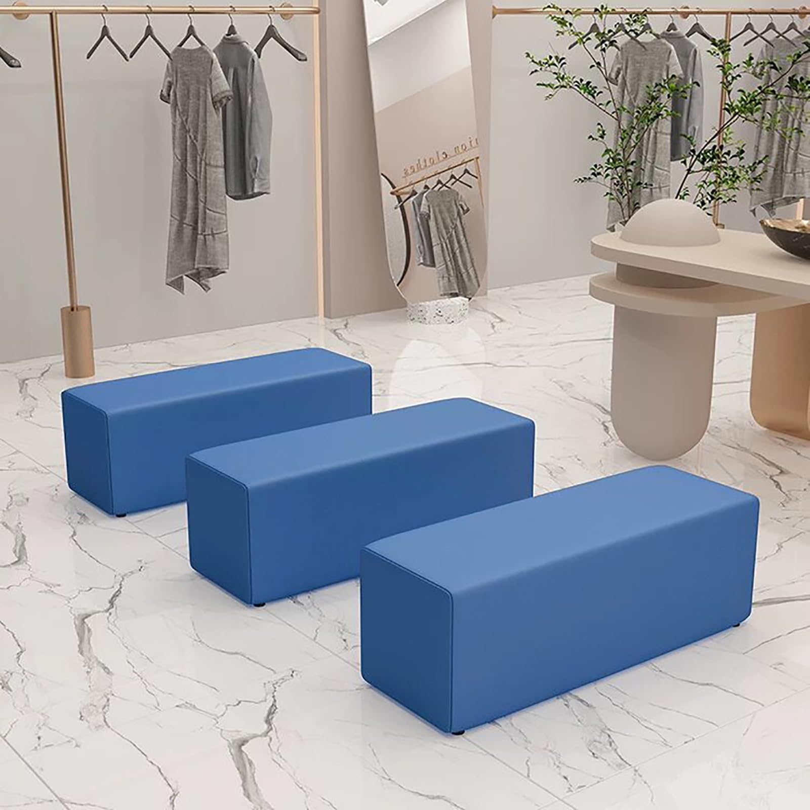 Banco de sala de espera, banco de recepción tapizado de piel sintética, banco de asiento de tienda minorista otomano para salón de belleza, barbería, conferencia, dormitorio, capacidad de carga de 400