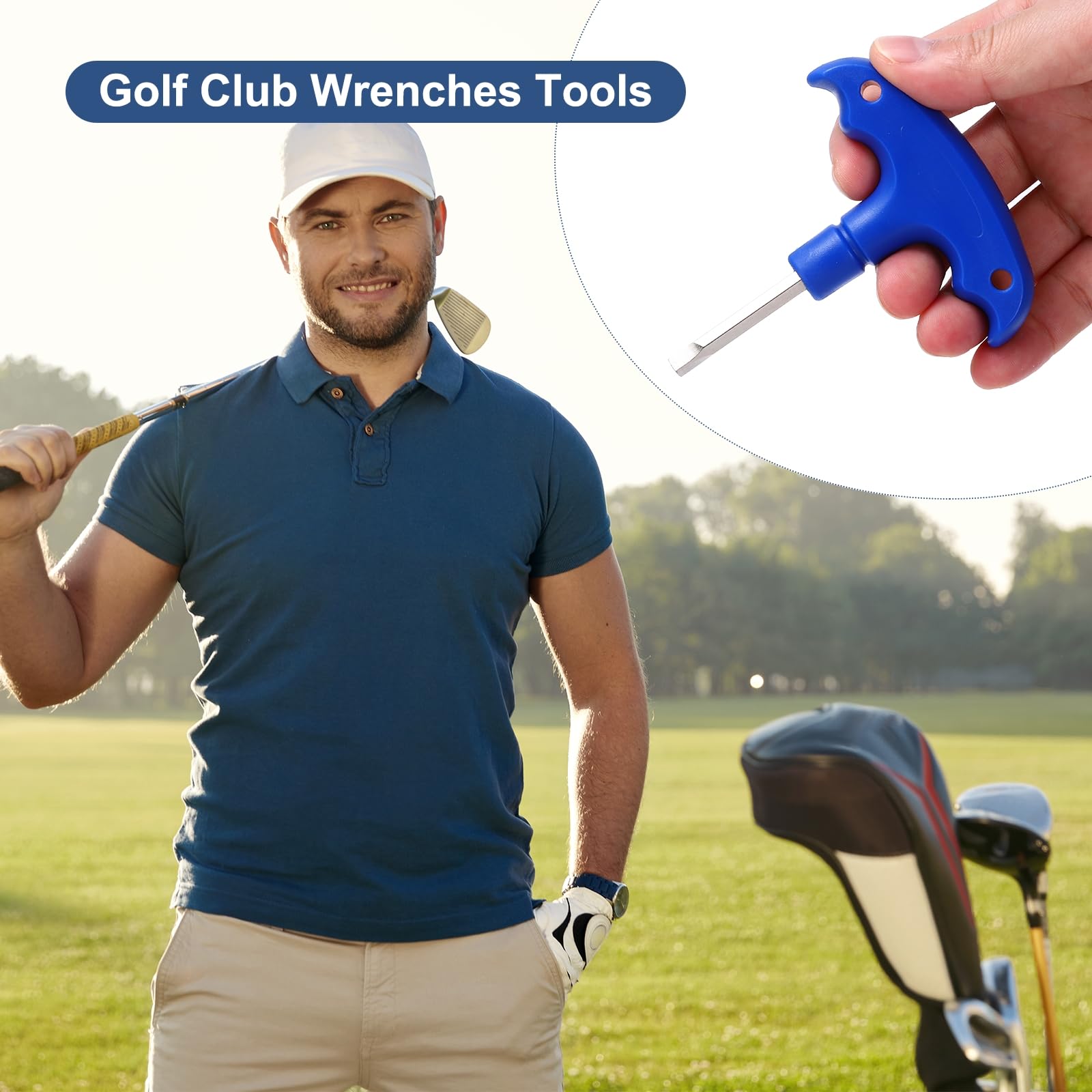 sourcing map Golf Spike Wrench Tool 3.9mm Golf Torque Wrench Stainless Steel Golf Head Adjustment Tool Golf Driver Torque Tool with Square Tip for Golf Driver and Head Weight, Blue