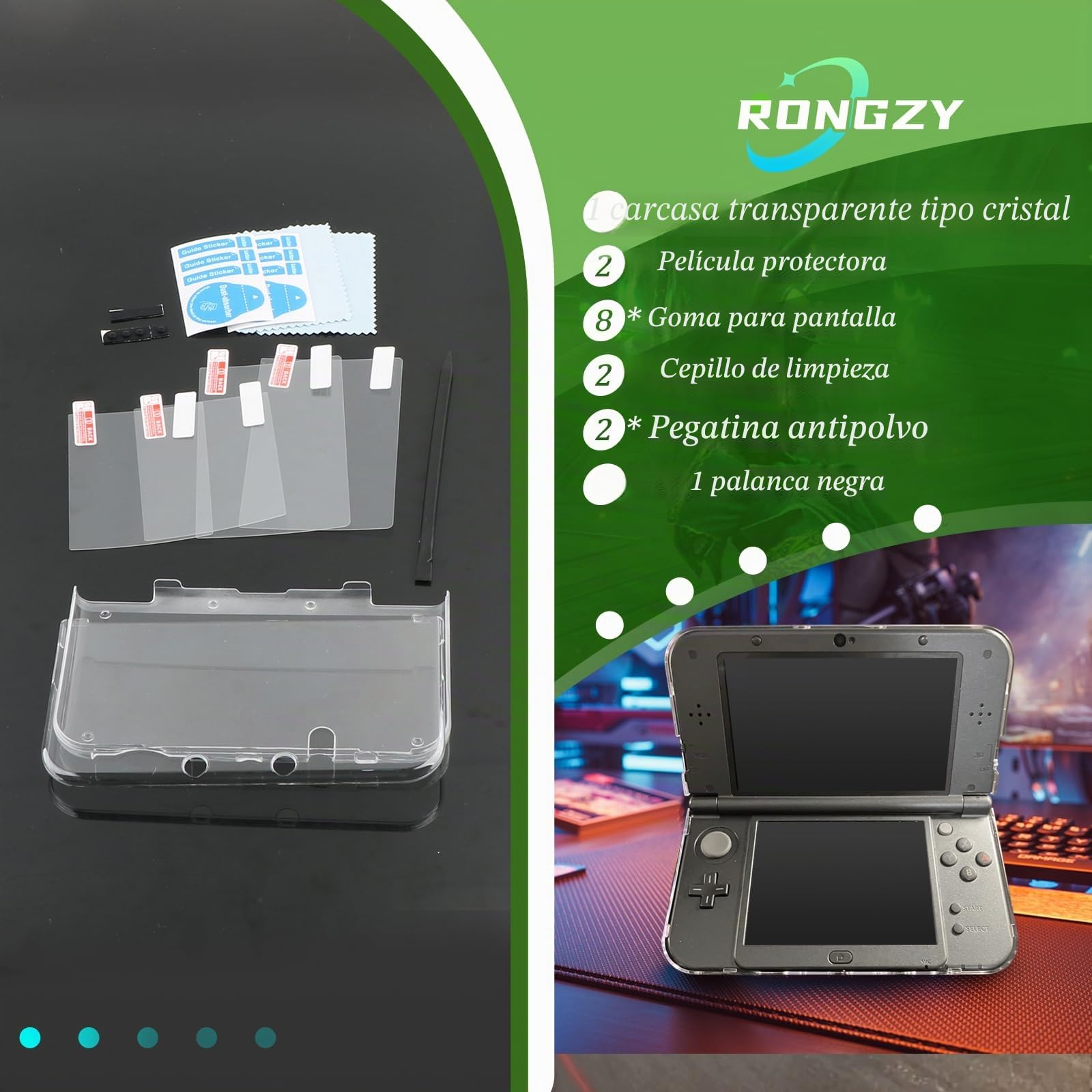RongZy Funda Protectora para Nintendo New 3DS XL/LL Transparente Carcasa Claro Cristal Duro Caso Cubierta Shell para Nintendo New 3DS XL/LL Juegos Accesorios