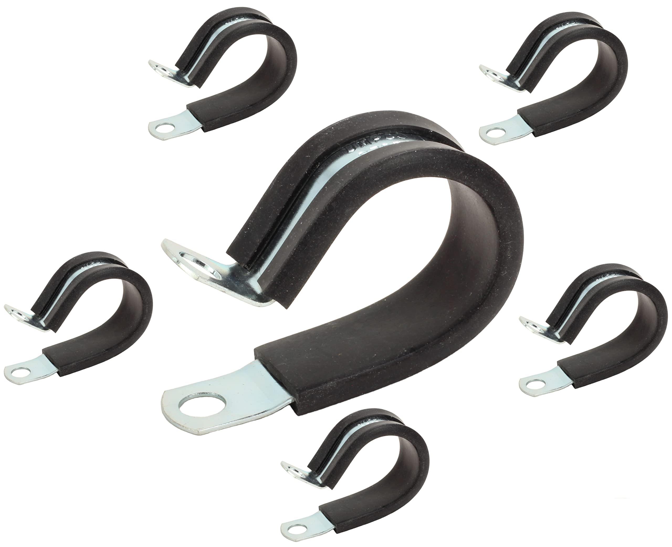 Fastronix 1" Cable Straps Rubber Cushioned Steel 6 Pack
