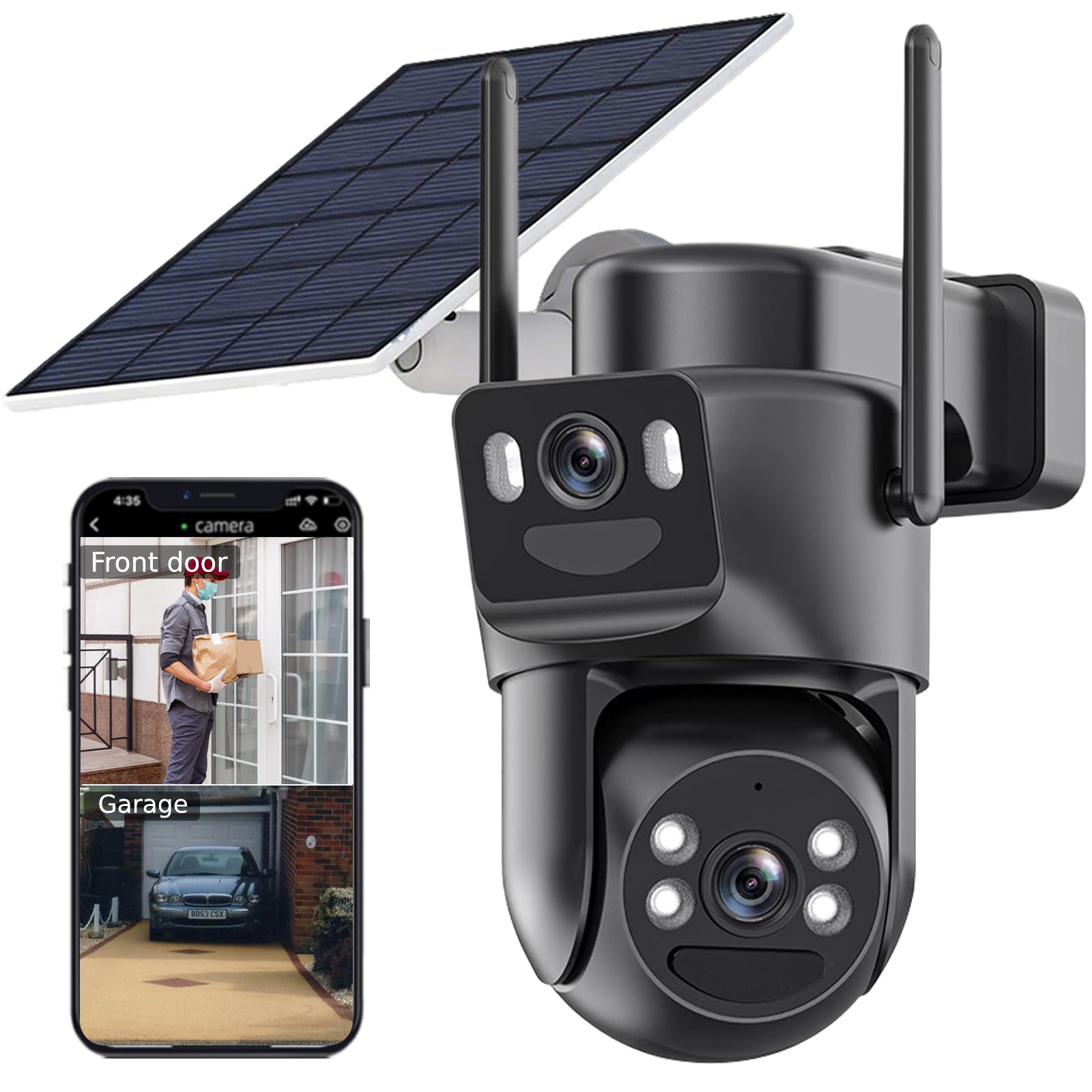 Dual Lens Solar Security Cameras Wireless Outdoor, 5G/2.4G WiFi 6, 360° View Pan/Tilt Home Security Camera with 6MP Color Night Vision, Motion Detection, 2-Way Audio, Spotlight Siren, Easy to Install-image-22