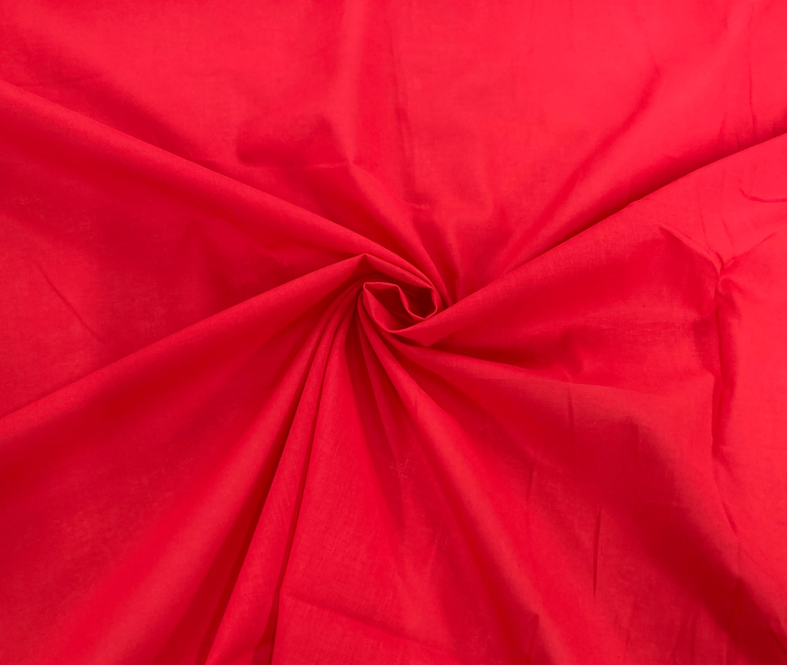 Plain Cotton Lawn Fabric Fine Lightweight Summer Lining and Dressmaking Material Sold by the METRE (Red, Metre - 100cm x 150cm)