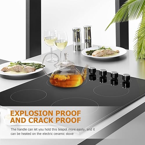 Miniatura 5 de SHERCHPRY Tetera de vidrio de 21.1 fl oz, tetera de flores de vidrio con infusor extraíble, tetera de vidrio para estufa, pequeña tetera de vidrio