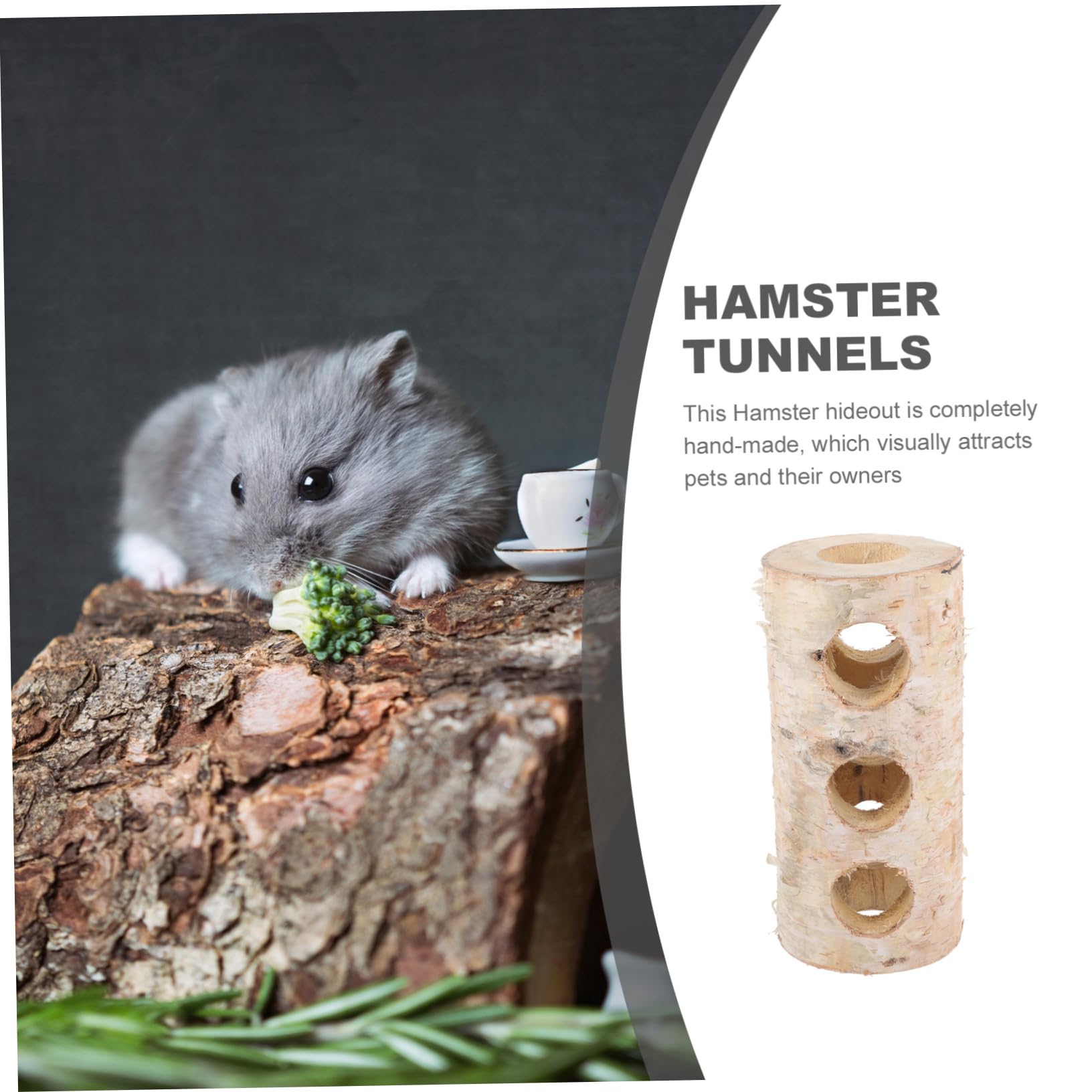 Handgefertigter Hamstertunnel aus Birkenholz Leicht und Langlebig als Versteck im Käfig für Kleine Haustiere und Nager