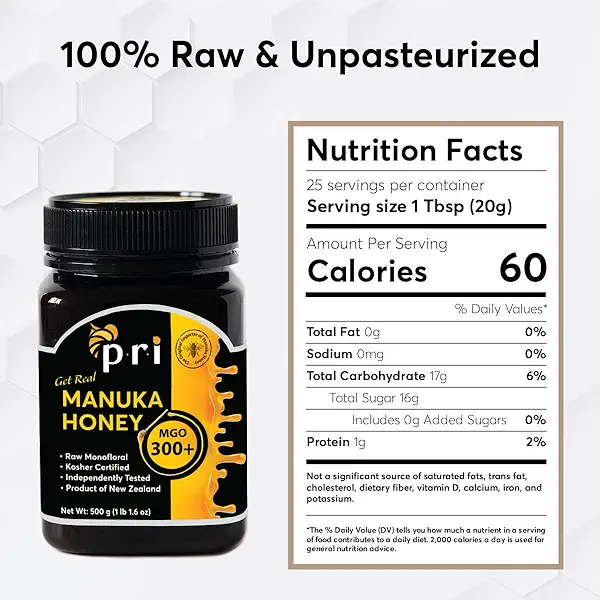 P.R.I Manuka Honey MGO 300+, Elevated‑Potency Monofloral New Zealand Honey, Cool‑Processed & 100% Traceable (500g/1.1lb) 2