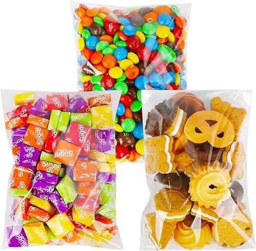 Qtop Bolsas para galletas, 120 bolsas de plástico transparente de 5 x 7 pulgadas, 1.57 mils de grosor, autoadhesivas, bolsas autoadhesivas para