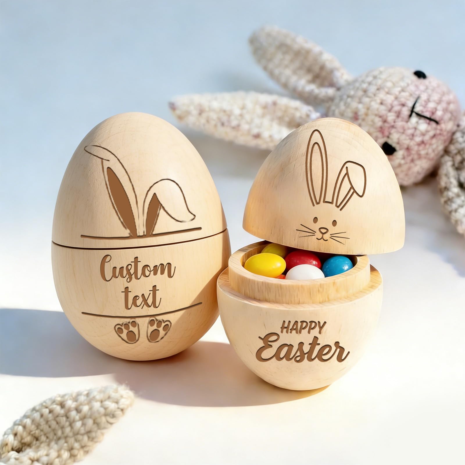 Rsqgt Boys Easter Decorations Personalized Musical Easter Egg Shaker, Custom Engraved Wooden Easter Eggs Decor 2026, Easter Basket Stuffers, First Easter Gift For Girls (Easter Decorations)