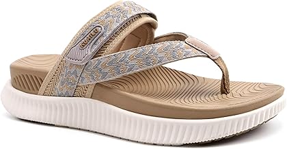 KuaiLu Womens Orthopedic Flip Flops With Arch Support Adjustable Thick Athletic Cushion Recovery Walking Sandals For Woman Ladies Fashion Comfortable Flip-Flop Slides, Water Resistant & Lightweight