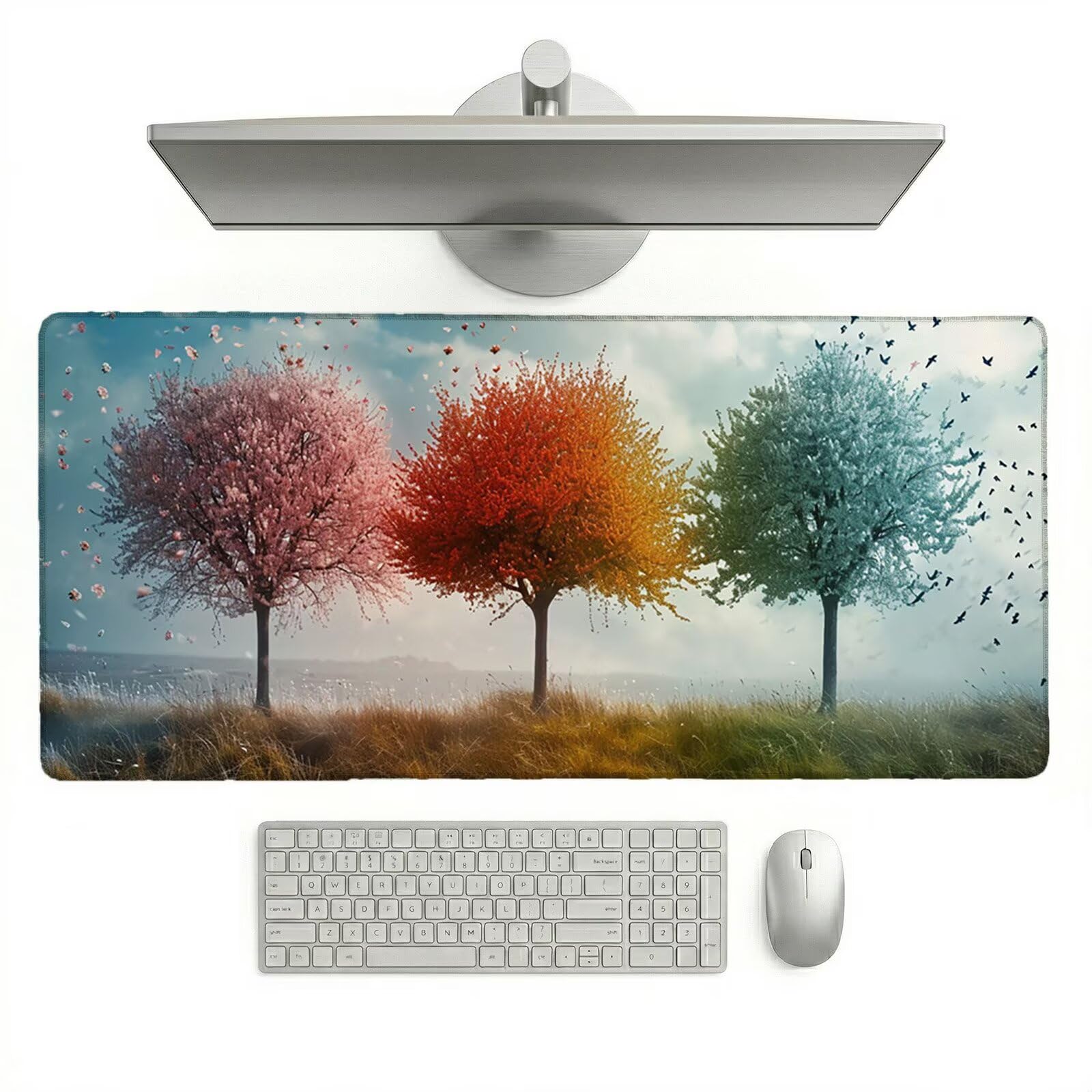 Alfombrilla Escritorio Grande 1200 x 600 x 3 mm, Alfombrilla Ratón Gaming XXL, Árbol De La Vida Tapete de Ordenador con Base Antideslizante y Bordes Reforzados, Impermeable Desk Mat (Árbol) L-x7044