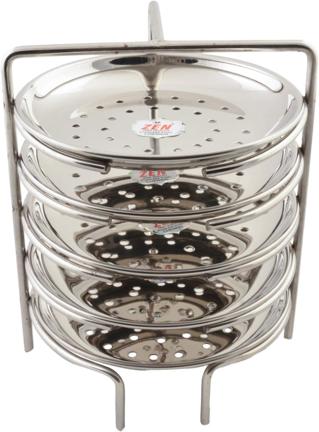 Jain Stainless Steel Idiyappam Stand (Small Size) with 5 Plates | Momos Maker Steamer for Cooking| Vegetable Steamer Utensil, Pack of 1 - Silver Color