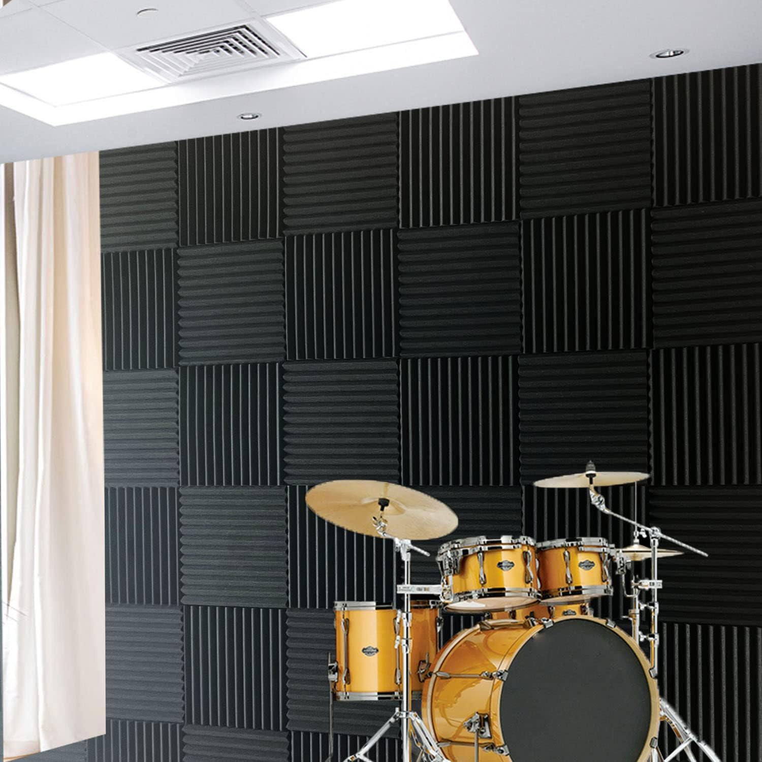 48 paneles de pared para absorción de sonido; espuma de insonorización para estudio de 2,54 x 30,48 x 30,48 cm