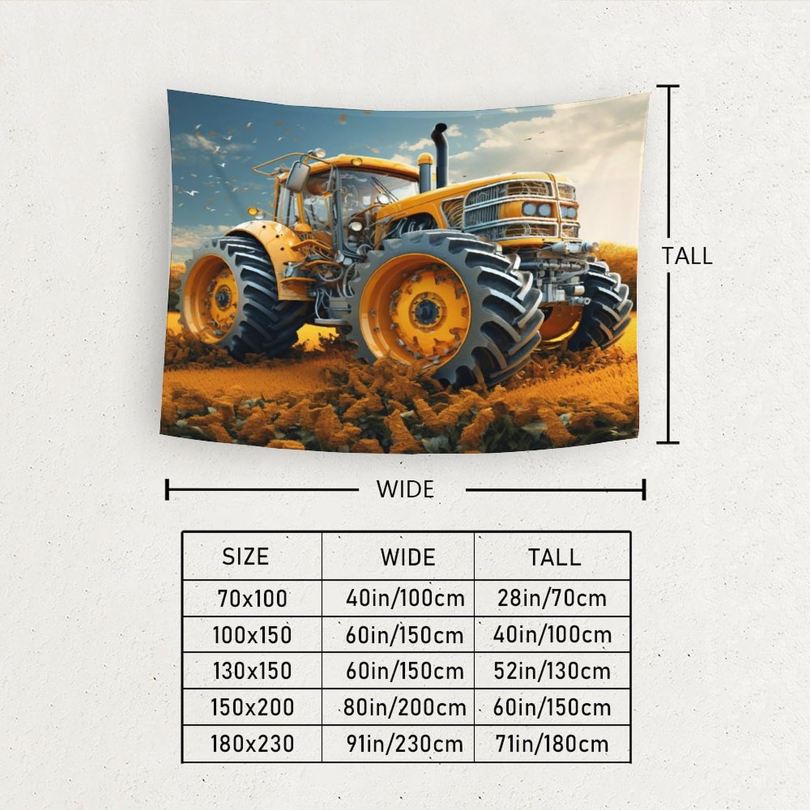 Tenture Murale Imprimée Tracteur 3D Pour Enfants - 70x100 Cm, Polyester Doux, Décoration Chambre Garçon/fille - 6