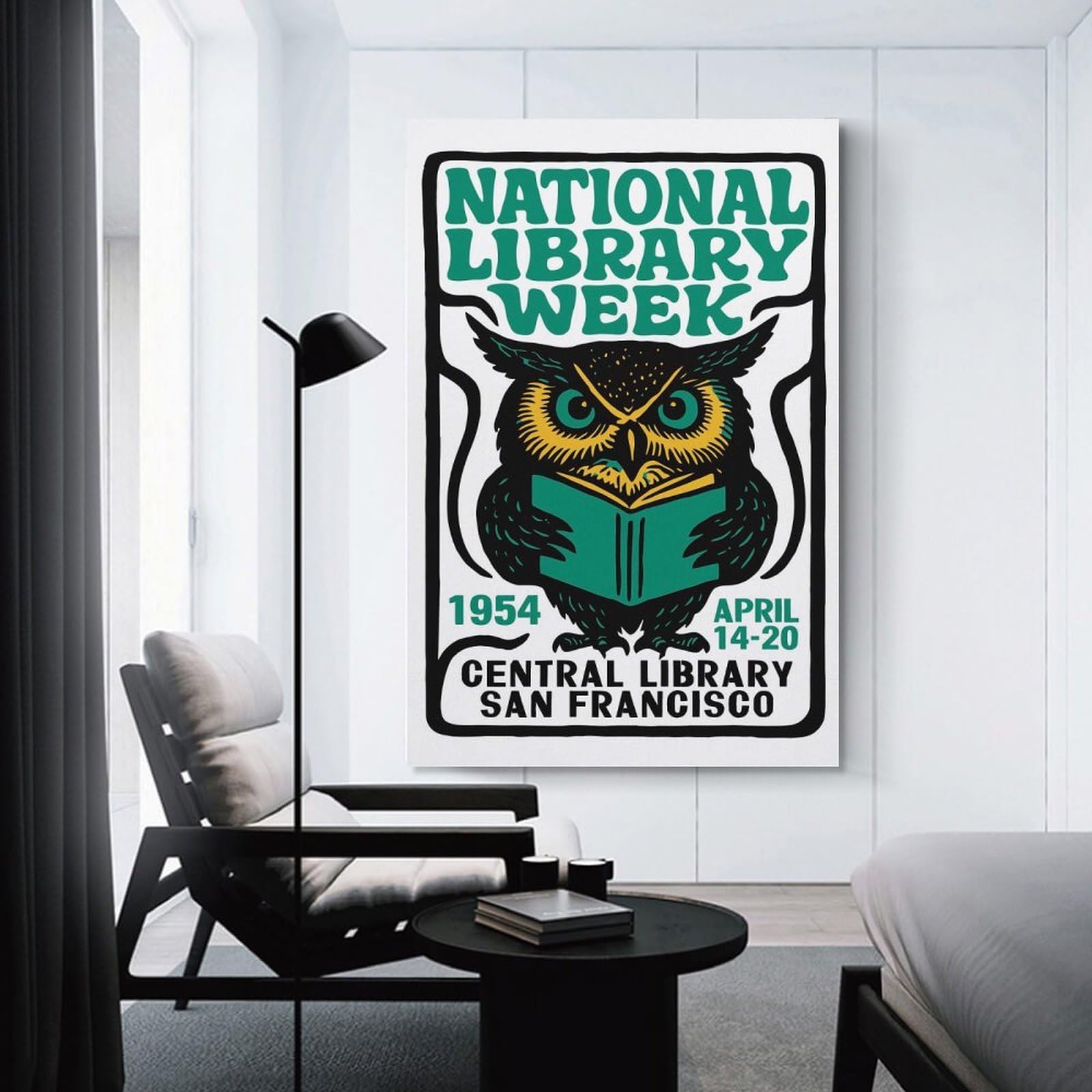 Junmoney Wall Picture Print National Library Week 1954, 24x36inch(60x90cm), for Wall Displays, Bedrooms Or Room Updates, Wall Decor Suited to Curated Displays