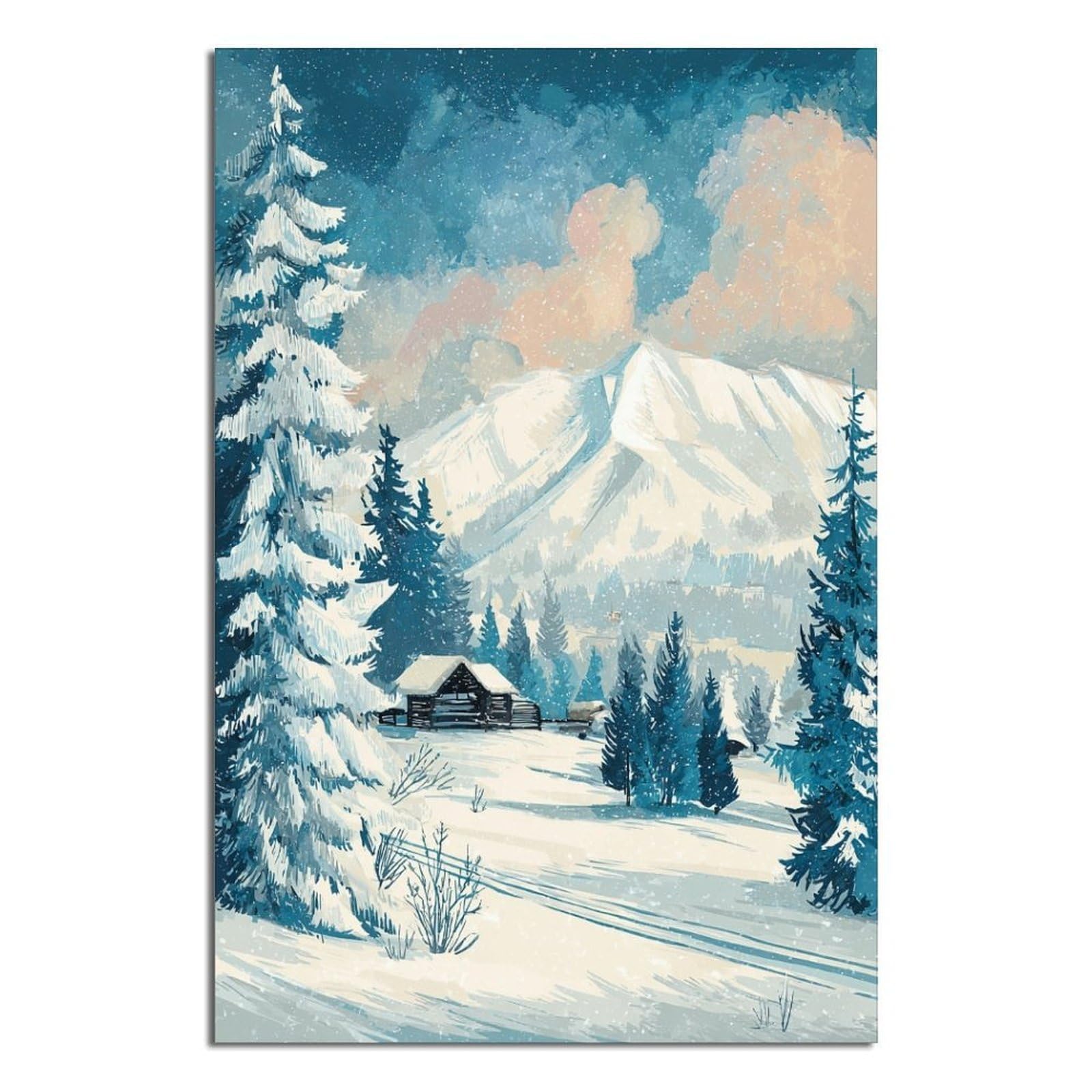 Kitzbuhel Ski Posters 24x36inch(60x90cm) Vintage Watercolor Canvas Art