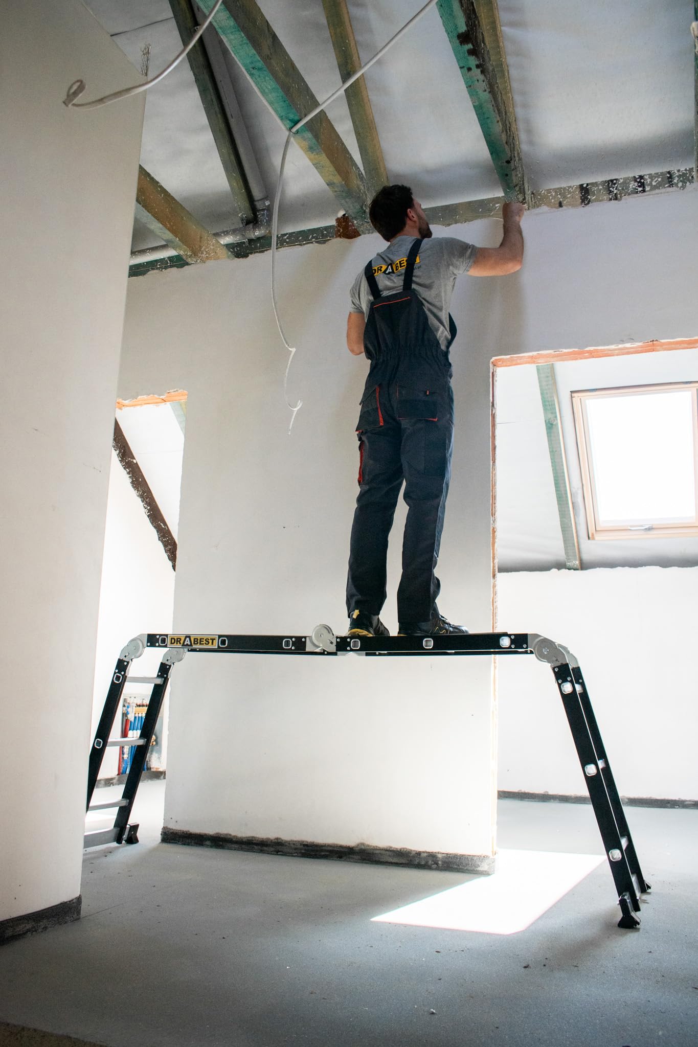 DRABEST Escalera Multiusos articulada Plegable 4 x 3 Niveles - Aluminio y Acero - Carga máxima 125 kg - 0,32 x 0,89 x 0,25 m